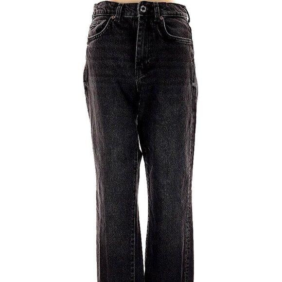 Zara Heritage Black Jeans Size 16 Straight Leg Raw Hem - Picture 1 of 7